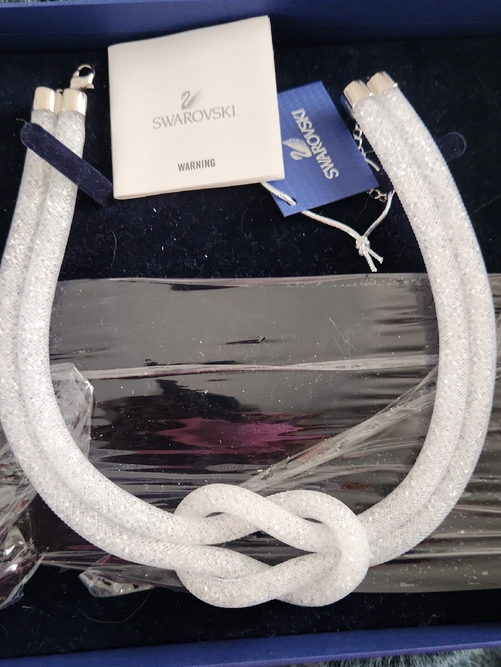 Swarovski White Crystal Mesh Knot Necklace